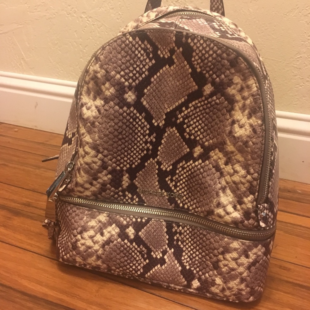 Michael Kors snakeskin print backpack bag